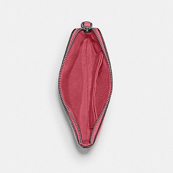 Coach Horse & Carriage Emblem Leather Corner Zip Wristlet Strawberry Haze - Picture 2 of 11